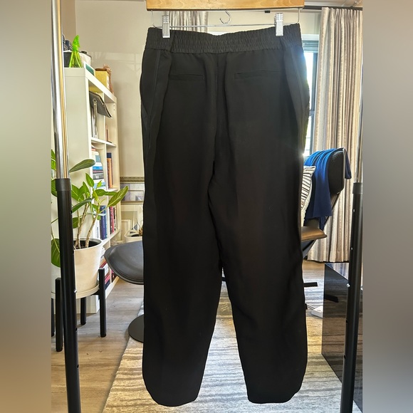 NWT LOFT Black Satin-trimmed Chiffon Rounded-hem Pants - Picture 2 of 4